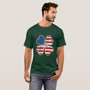 Camiseta Bandera estadounidense Shamrock Bandera irlandesa