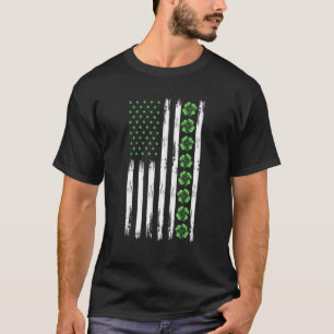 Camiseta Bandera estadounidense Shamrock St Patrick Day Org