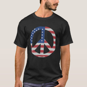 Camiseta Bandera estadounidense Signo de Paz Patriótico