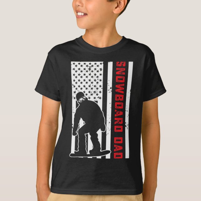 Camiseta Bandera estadounidense Snowboarding Dad Papa Sn (Anverso)