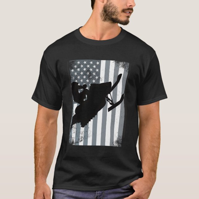 Camiseta Bandera Estadounidense Snowmobile Snocross Usa Rid (Anverso)