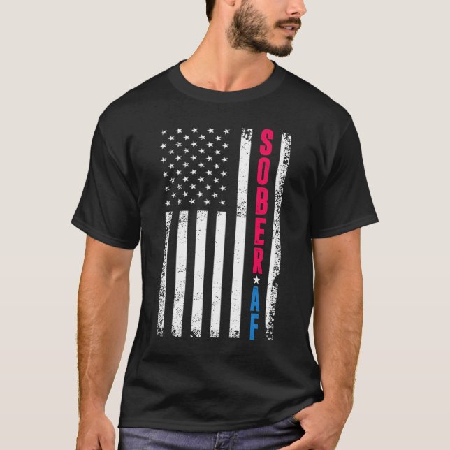 Camiseta Bandera estadounidense SOBER AF, Soporte para Recu (Anverso)