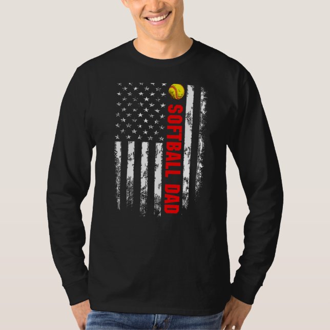 Camiseta Bandera estadounidense Softball Dad Backside Essen (Anverso)