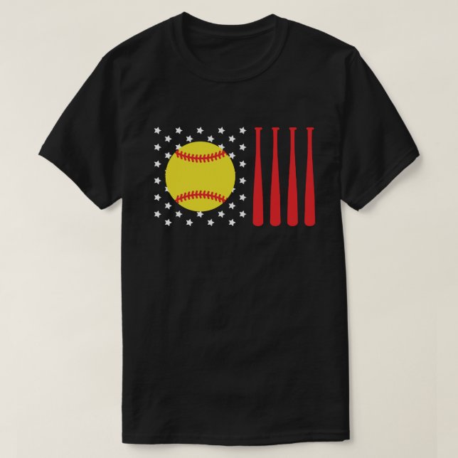 Camiseta Bandera estadounidense Softball Dad | Papi de sóft (Diseño del anverso)