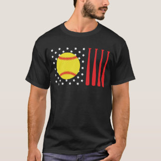 Camiseta Bandera estadounidense Softball Dad | Papi de sóft