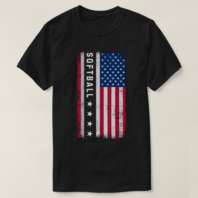 Camiseta Bandera estadounidense Softball Dad | Papi de sóft (Diseño del anverso)