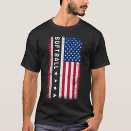 Camiseta Bandera estadounidense Softball Dad | Papi de sóft