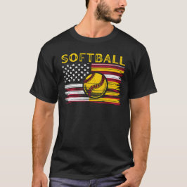 Camiseta Bandera estadounidense Softball Dad | Papi de sóft