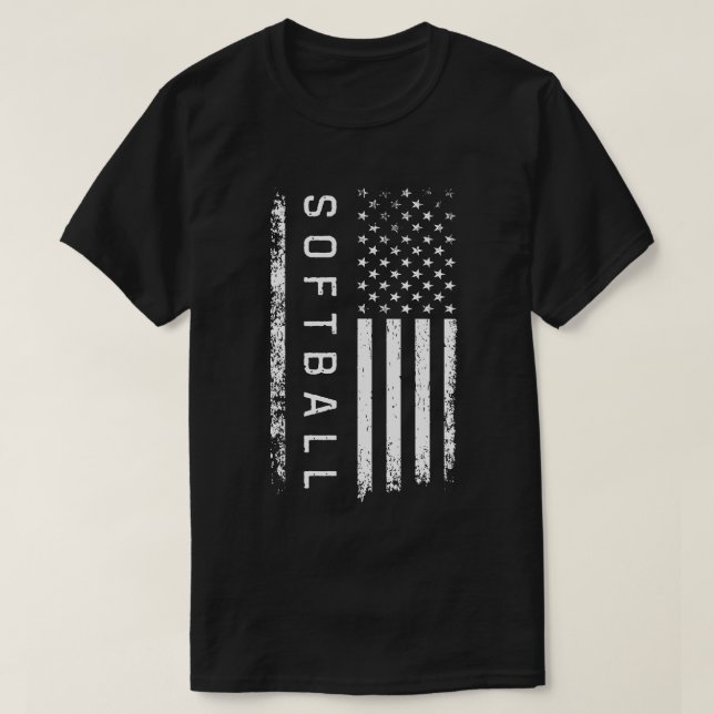 Camiseta Bandera estadounidense Softball Dad | Papi de sóft (Diseño del anverso)