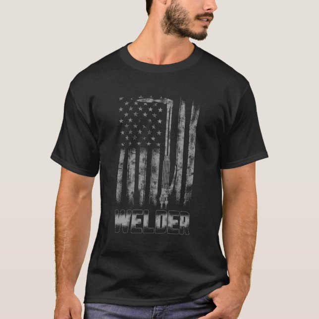 Camiseta Bandera Estadounidense Soldadura Con Problemas, So (Anverso)