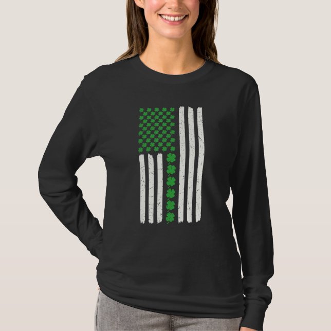 Camiseta Bandera estadounidense St Patrick's Day divertida  (Anverso)