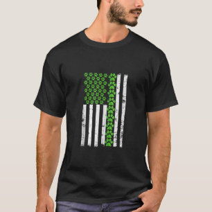 Camiseta Bandera estadounidense St Patricks Day Paw Shamroc