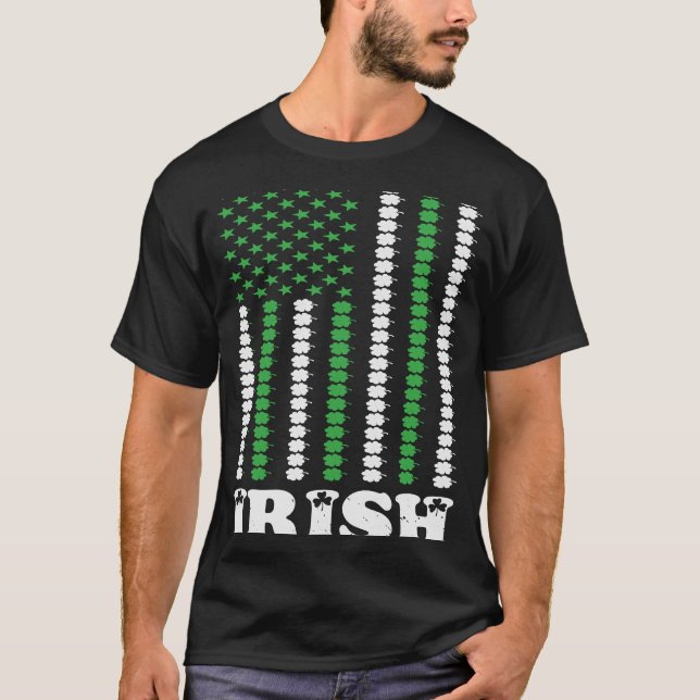 Camiseta Bandera estadounidense St Patricks Day Shirage Vin (Anverso)