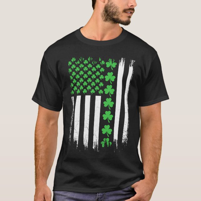 Camiseta Bandera estadounidense St Patricks Day Vintage Iri (Anverso)