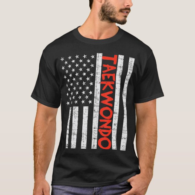 Camiseta Bandera estadounidense Taekwondo Vintage Artes Mar (Anverso)