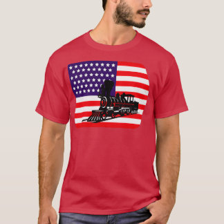 Camiseta Bandera estadounidense temática del tren ferroviar