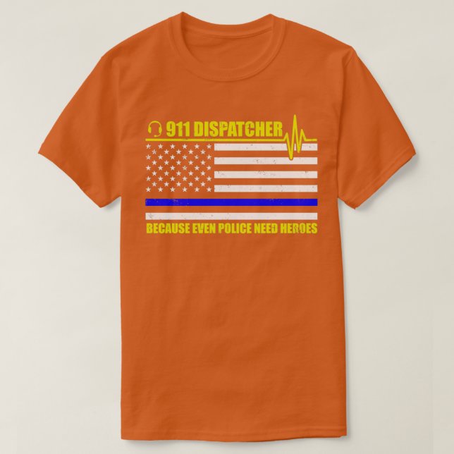 Camiseta Bandera Estadounidense Thin Blue And Go 911 De La  (Diseño del anverso)