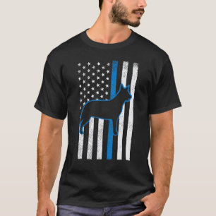 Camiseta Bandera estadounidense Thin Blue Line Heeler Perro