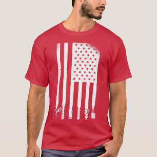 Camiseta Bandera estadounidense tijera barber tijera Comb T
