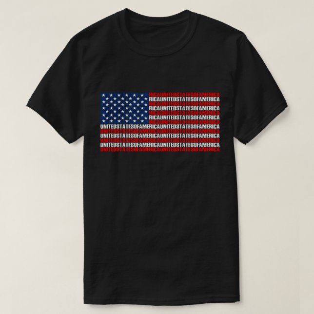 Camiseta Bandera estadounidense tipográfica (Diseño del anverso)