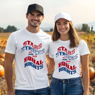 Camiseta Bandera estadounidense tira rayas y nombre de dere