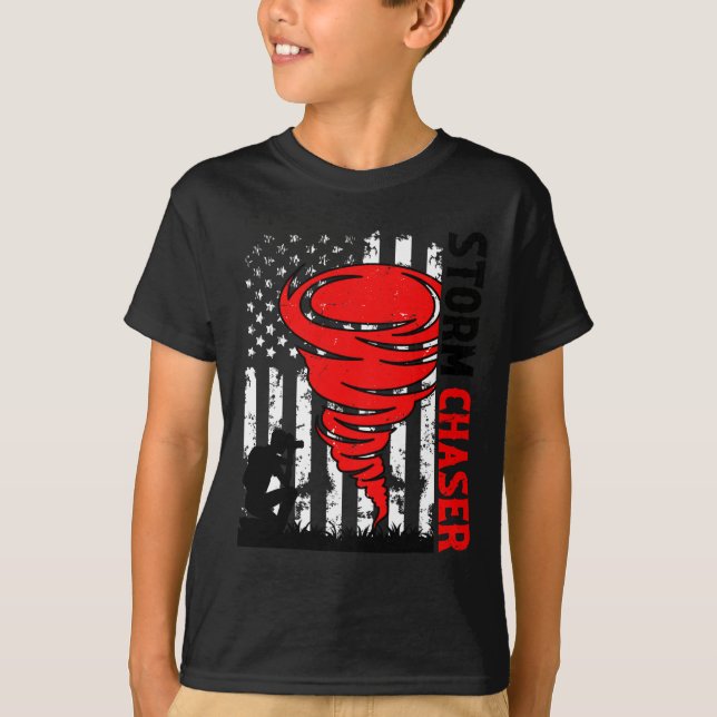 Camiseta Bandera estadounidense Tornado Tornado Chaser O (Anverso)
