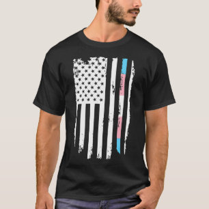 Camiseta Bandera estadounidense transgénero delgada línea t