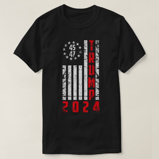 Camiseta Bandera estadounidense Trump 2024 45 47 Pegatina d (Diseño del anverso)