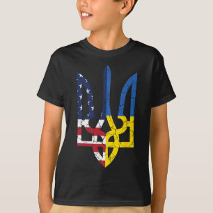 Camiseta Bandera estadounidense ucraniana Símbolo de amor A