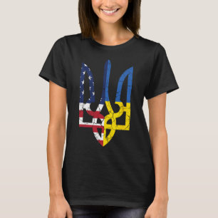 Camiseta Bandera estadounidense ucraniana Símbolo de amor A