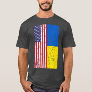 Camiseta Bandera estadounidense ucraniana Ucrania Estados U
