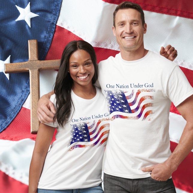 Camiseta Bandera estadounidense, una nación bajo Dios (American Flag, One Nation Under God T-Shirt - Men's and Women's Sizes)