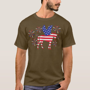Camiseta Bandera Estadounidense Unicornio Mujeres De Caball