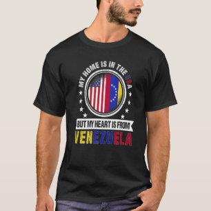 Camiseta Bandera estadounidense venezolana corazón a Venezu
