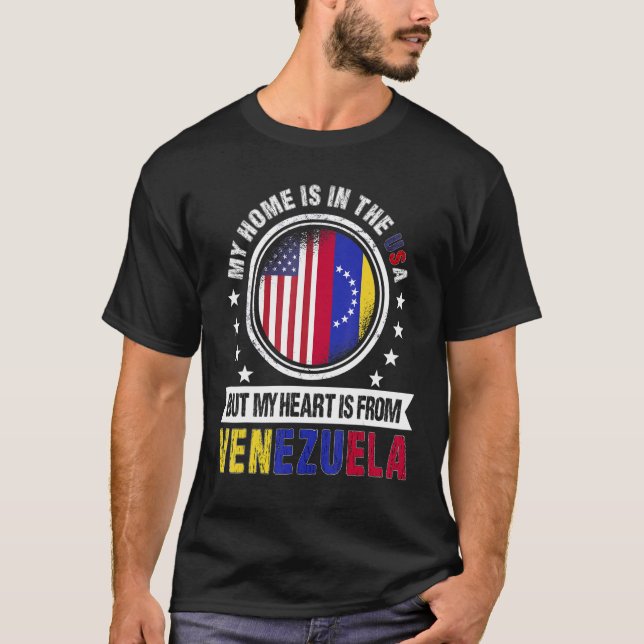 Camiseta Bandera estadounidense venezolana corazón a Venezu (Anverso)