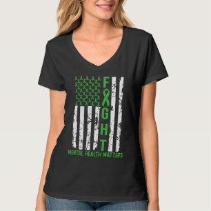Camiseta Bandera estadounidense verde EE. UU. La salud ment