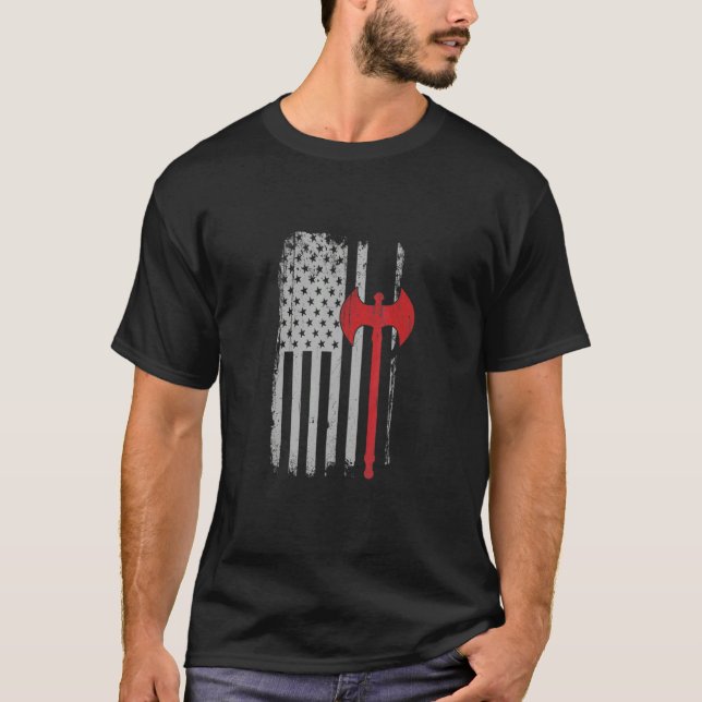 Camiseta Bandera estadounidense Viking Ax (Anverso)