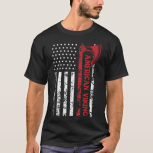 Camiseta Bandera estadounidense vikingo nórdico Odín Thor