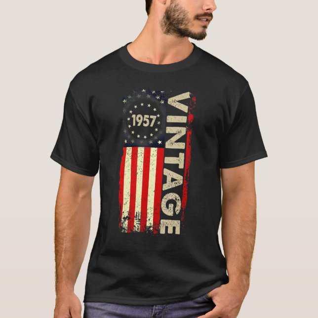 Camiseta Bandera estadounidense vintage 1957 Hombres de cum (Anverso)