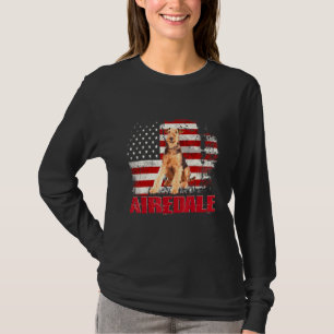 Camiseta Bandera estadounidense vintage Airedale Dog