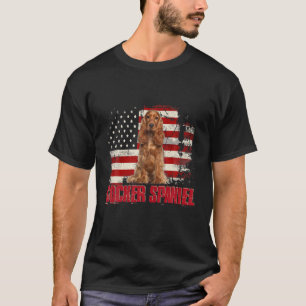 Camiseta Bandera estadounidense vintage Cocker Spaniel Dog 