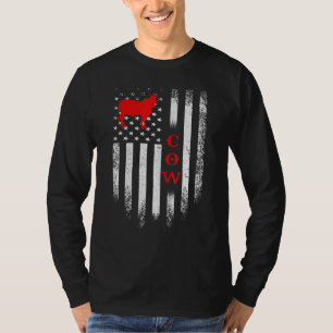 Camiseta Bandera estadounidense vintage de granja de vacas 