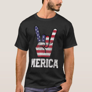 Camiseta Bandera Estadounidense Vintage Del Rótulo De Rock