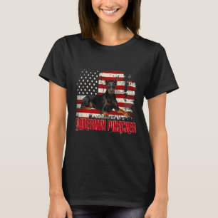 Camiseta Bandera estadounidense vintage Doberman