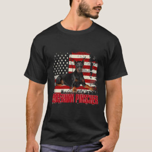Camiseta Bandera estadounidense vintage Doberman