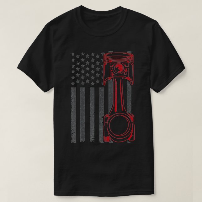 Camiseta Bandera estadounidense vintage Piston Funny Muscar (Diseño del anverso)