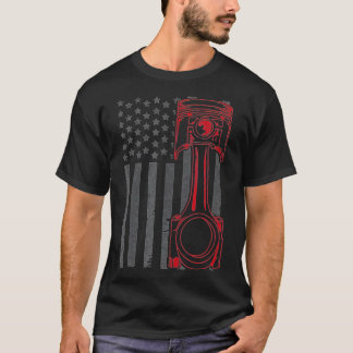 Camiseta Bandera estadounidense vintage Piston Funny Muscar