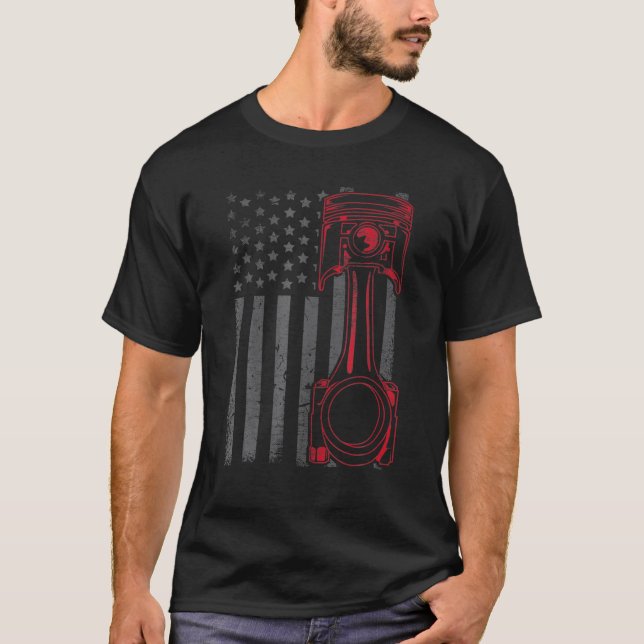 Camiseta Bandera estadounidense vintage Piston Funny Muscle (Anverso)