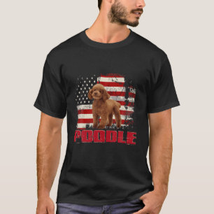 Camiseta Bandera estadounidense vintage Poodle Dog Lover