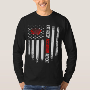 Camiseta Bandera Estadounidense Vintage Que Come Acordeón D